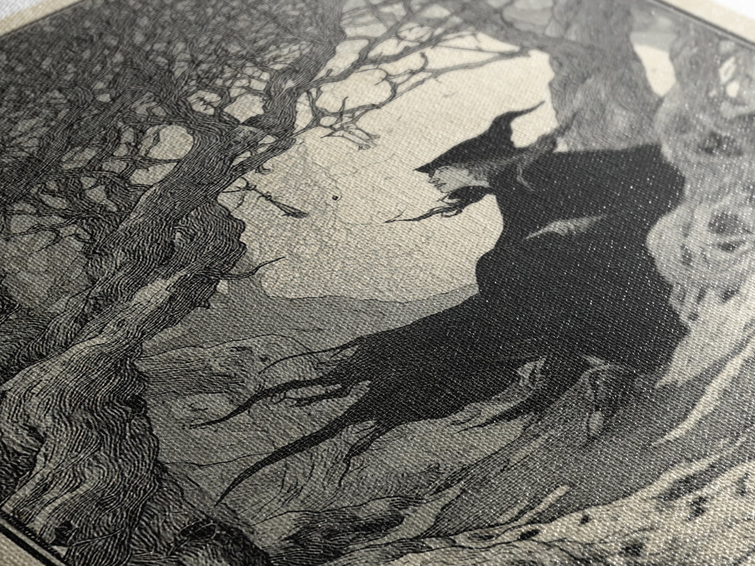 The Witch'S Forest, Decadent Line Art, Vertical Wall Art, Macabre Wall Art, Canvas Print, Halloween Wall Art, Gothic Home Decor