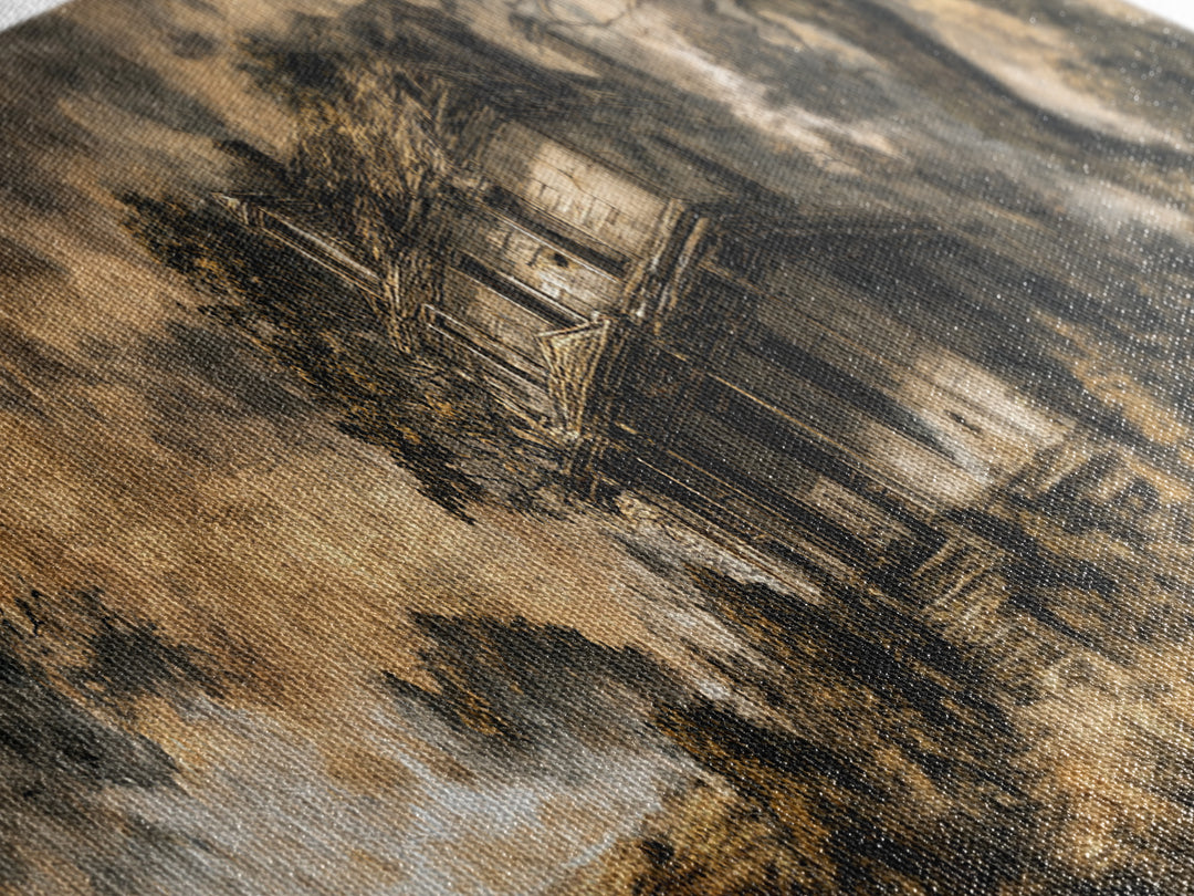 The Possessed Farmhouse, Ornate Symbolist Art, Extra Wide Wall Art, Dark Halloween Decor, Canvas Print, Halloween Wall Art