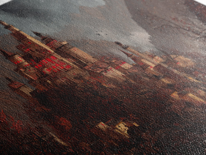 The Vampire Castle, Northern Renaissance Horror, Wide Panoramic Art, Gothic Horror Wall Art, Canvas Print, Halloween Wall Art