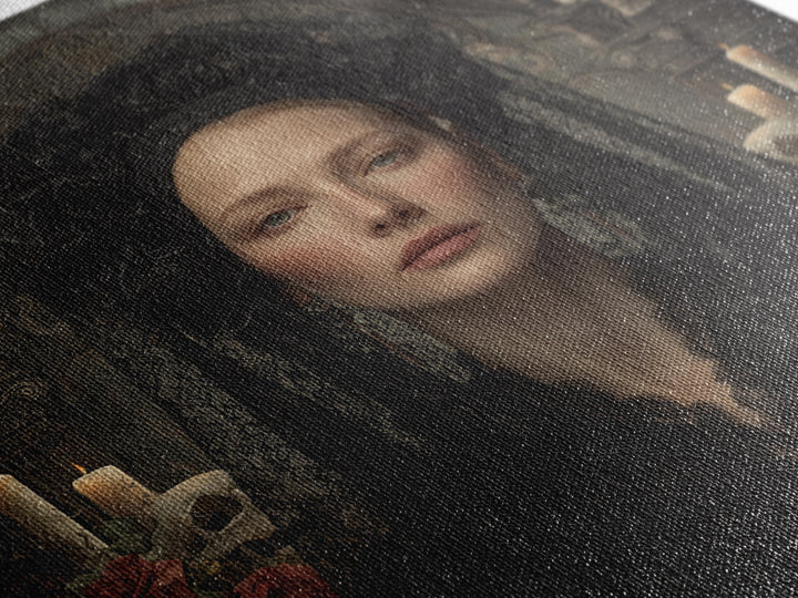 Gothic Woman Portrait Framed Canvas Print, Dark Art, Art Print, Living Room Decor, Fine Art, Nocturne, Halloween Art, DAR-1x1-28