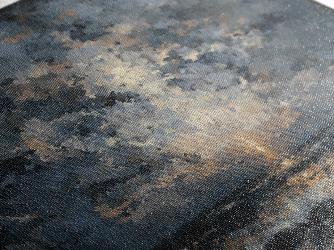 Stormy Sea under a Nearly Black Sky Canvas Print, Dark Art, Fine Art Print, Living Room Decor, Fine Art, Nocturne, Wall Decor, DAR-1x1-5