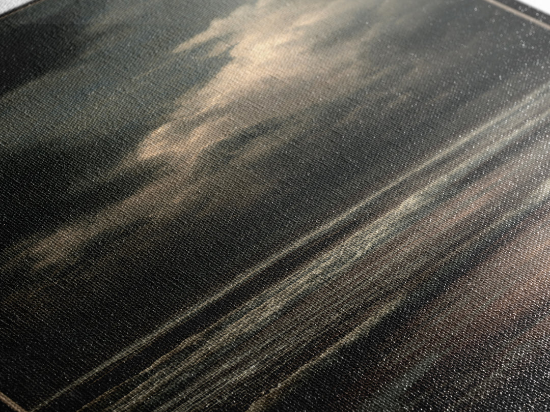 Stormy Sea under a Nearly Black Sky Canvas Print, Dark Art, Painting, Living Room Decor, Fine Art, Nocturne, Gothic Wall Art, DAR-1x3-65