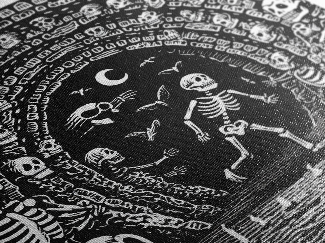 The Endless Catacombs, Macabre Folk Print Art, Square Wall Art, Macabre Wall Art, Framed Canvas Print, Halloween Wall Art