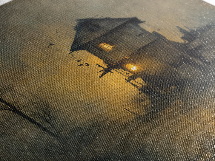The Foggy Swamp Shack, Symbolist Dream Art, Square Wall Art, Dark Fantasy Wall Art, Canvas Print, Halloween Wall Art, Macabre Wall Art