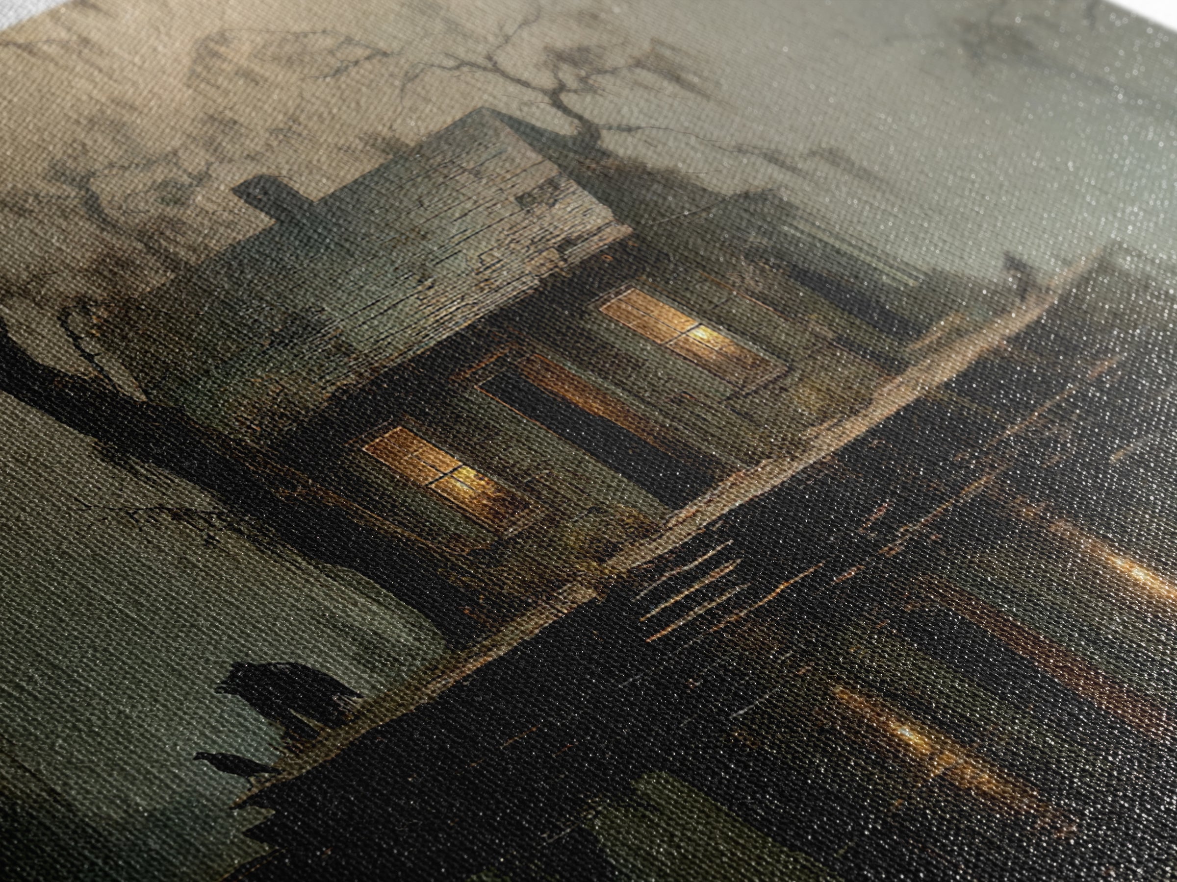 The Foggy Swamp Shack, Symbolist Gothic Landscape, Landscape Wall Art, Macabre Wall Art, Canvas Print, Halloween Wall Art
