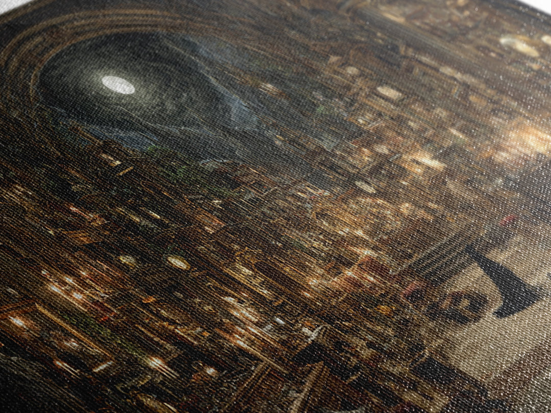The Midnight Antique Shop, Apocalyptic Romantic Art, Wide Panoramic Art, Gothic Horror Wall Art, Canvas Print, Halloween Wall Art