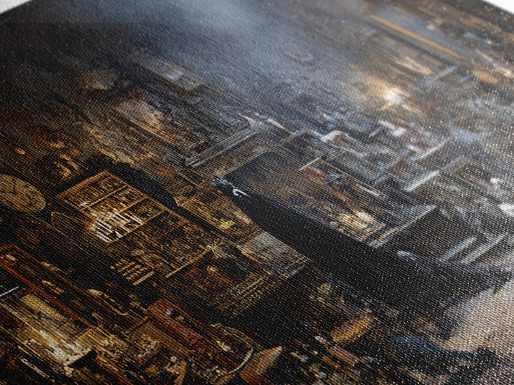 The Midnight Antique Shop, Expressionist Nightmare Art, Wide Panoramic Art, Gothic Horror Wall Art, Canvas Print, Halloween Wall Art