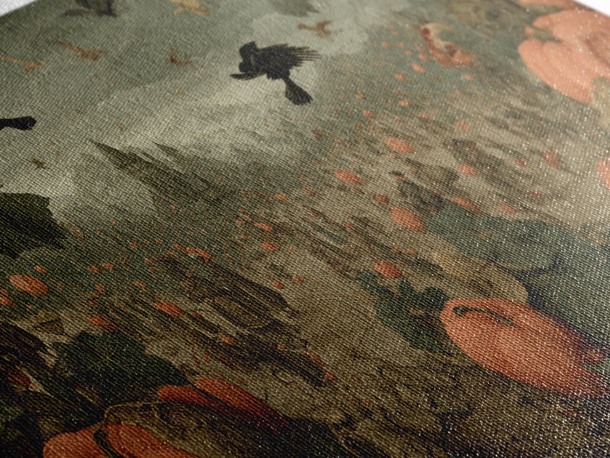 The Pumpkin Patch Maze, Northern Renaissance Horror, Wide Panoramic Art, Macabre Wall Art, Framed Canvas Print, Halloween Wall Art