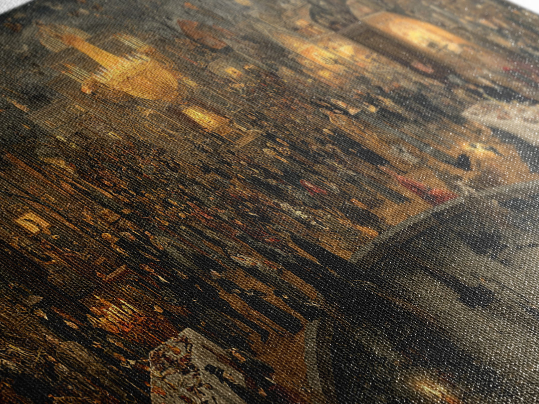 The Haunted Hotel, Northern Renaissance Horror, Wide Panoramic Art, Gothic Horror Wall Art, Canvas Print, Halloween Wall Art