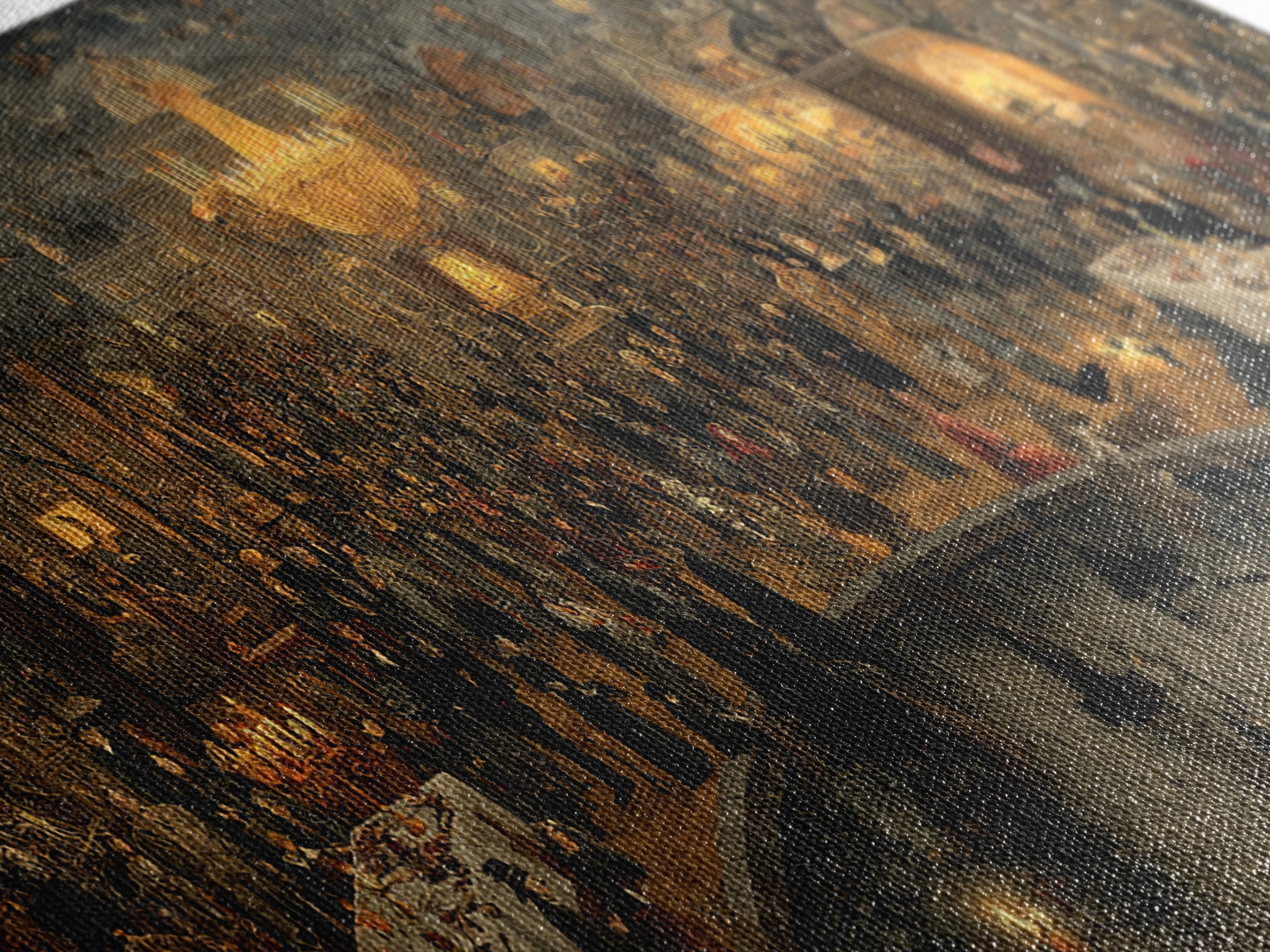 The Haunted Hotel, Northern Renaissance Horror, Wide Panoramic Art, Gothic Horror Wall Art, Canvas Print, Halloween Wall Art