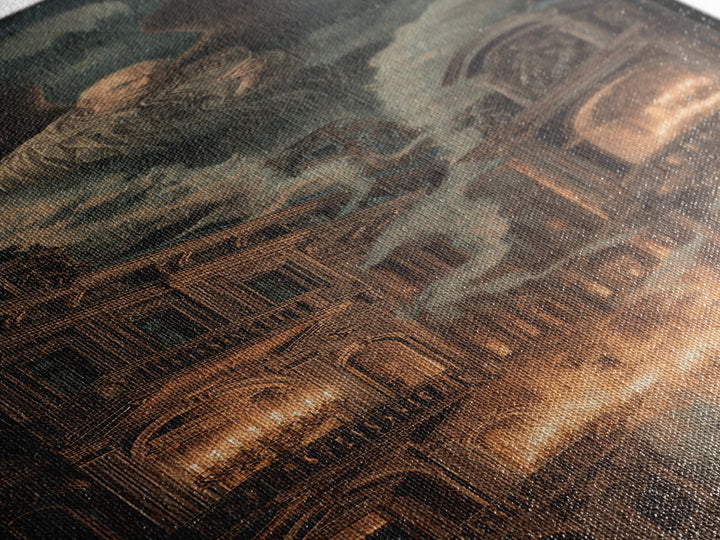 The Haunted Hotel, Visionary Gothic Art, Tall Narrow Wall Art, Dark Halloween Decor, Framed Canvas Print, Halloween Wall Art