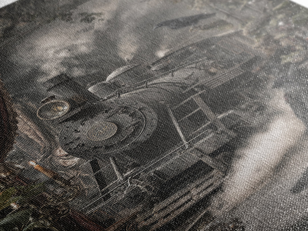 The Abandoned Train Station, Ornate Symbolist Art, Vertical Wall Art, Macabre Wall Art, Canvas Print, Halloween Wall Art