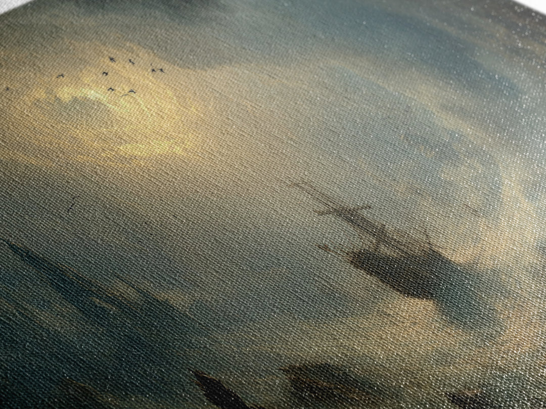 The Shipwreck Cove, Apocalyptic Romantic Art, Wide Panoramic Art, Macabre Wall Art, Canvas Print, Halloween Wall Art, Horror Wall Art