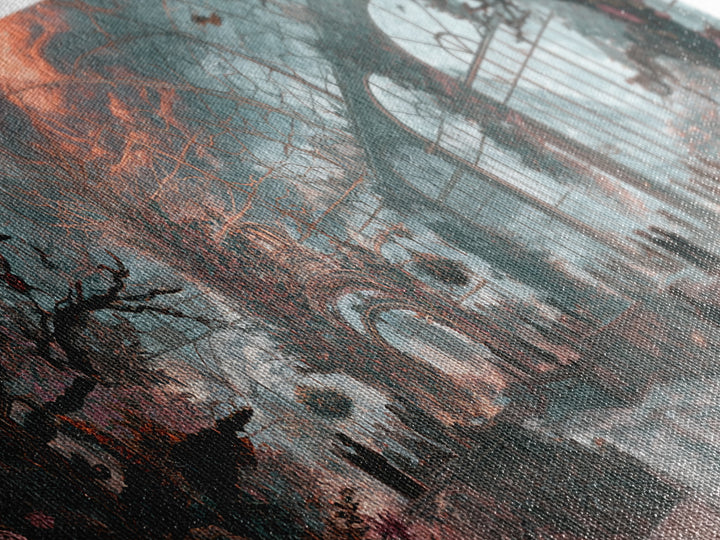 The Cemetery Greenhouse, Apocalyptic Romantic Art, Wide Panoramic Art, Macabre Wall Art, Canvas Print, Halloween Wall Art
