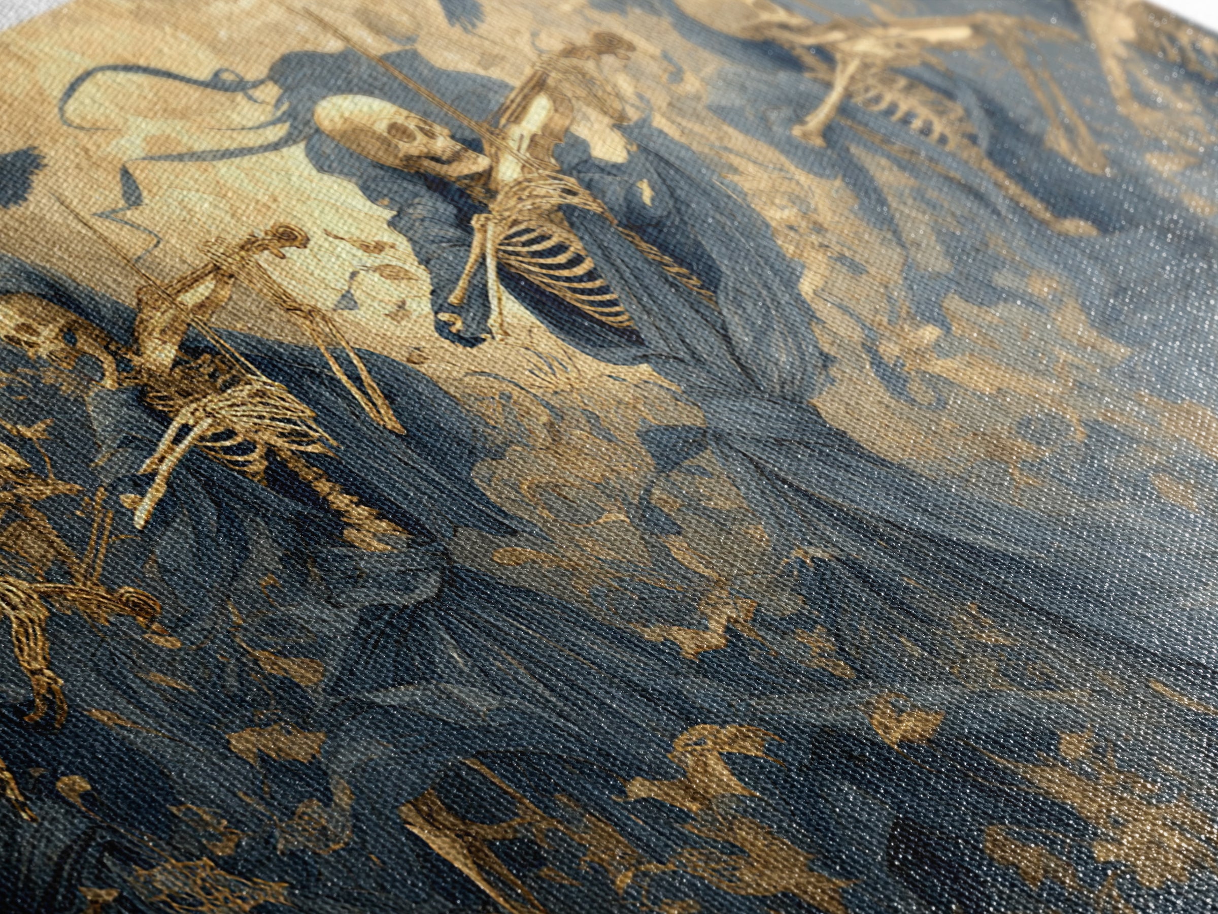 The Skeleton Orchestra, Danse Macabre Art, Wide Panoramic Art, Macabre Wall Art, Canvas Print, Halloween Wall Art