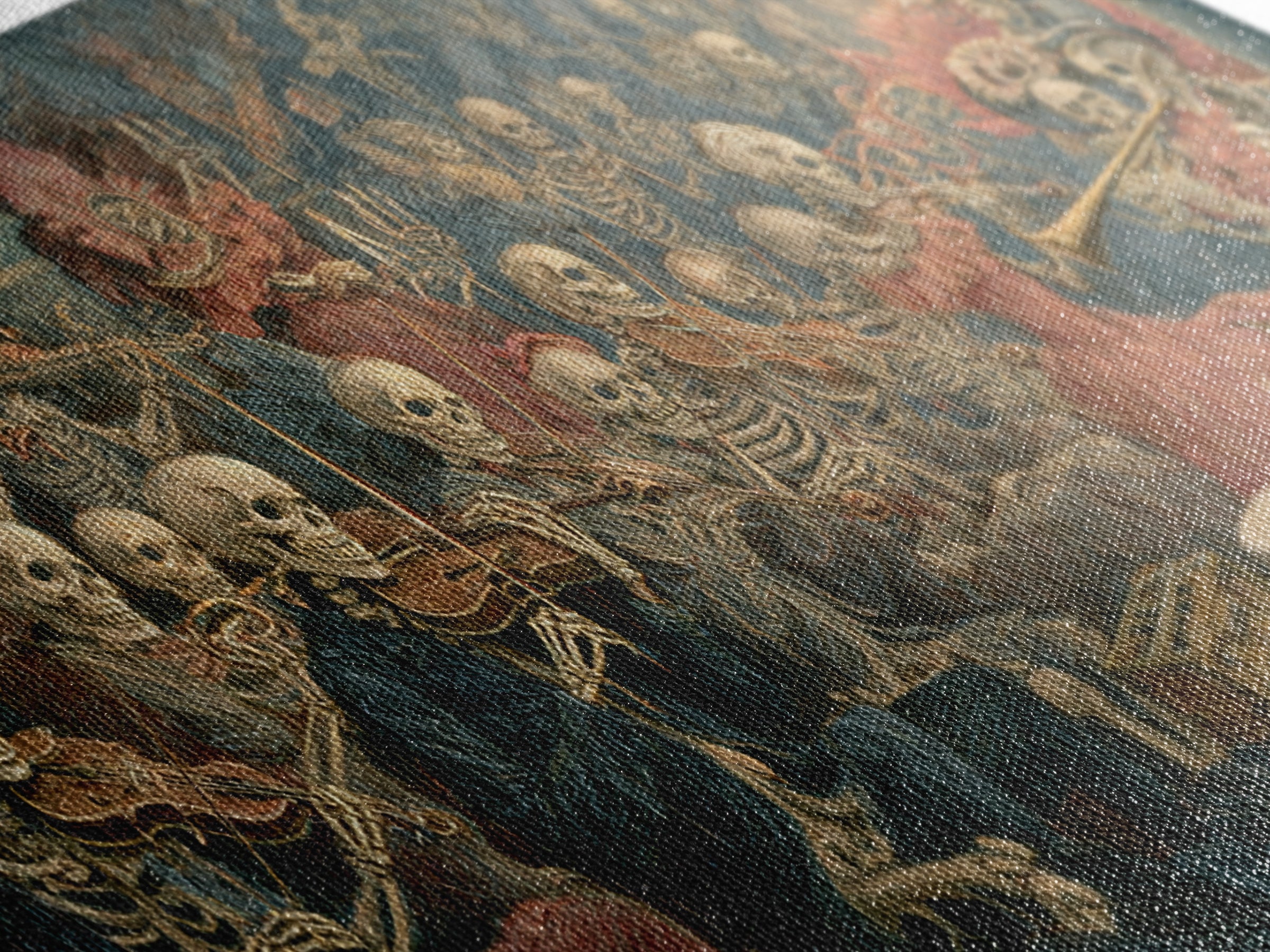 The Skeleton Orchestra, Grotesque Carnival Art, Wide Panoramic Art, Dark Fantasy Wall Art, Canvas Print, Halloween Wall Art