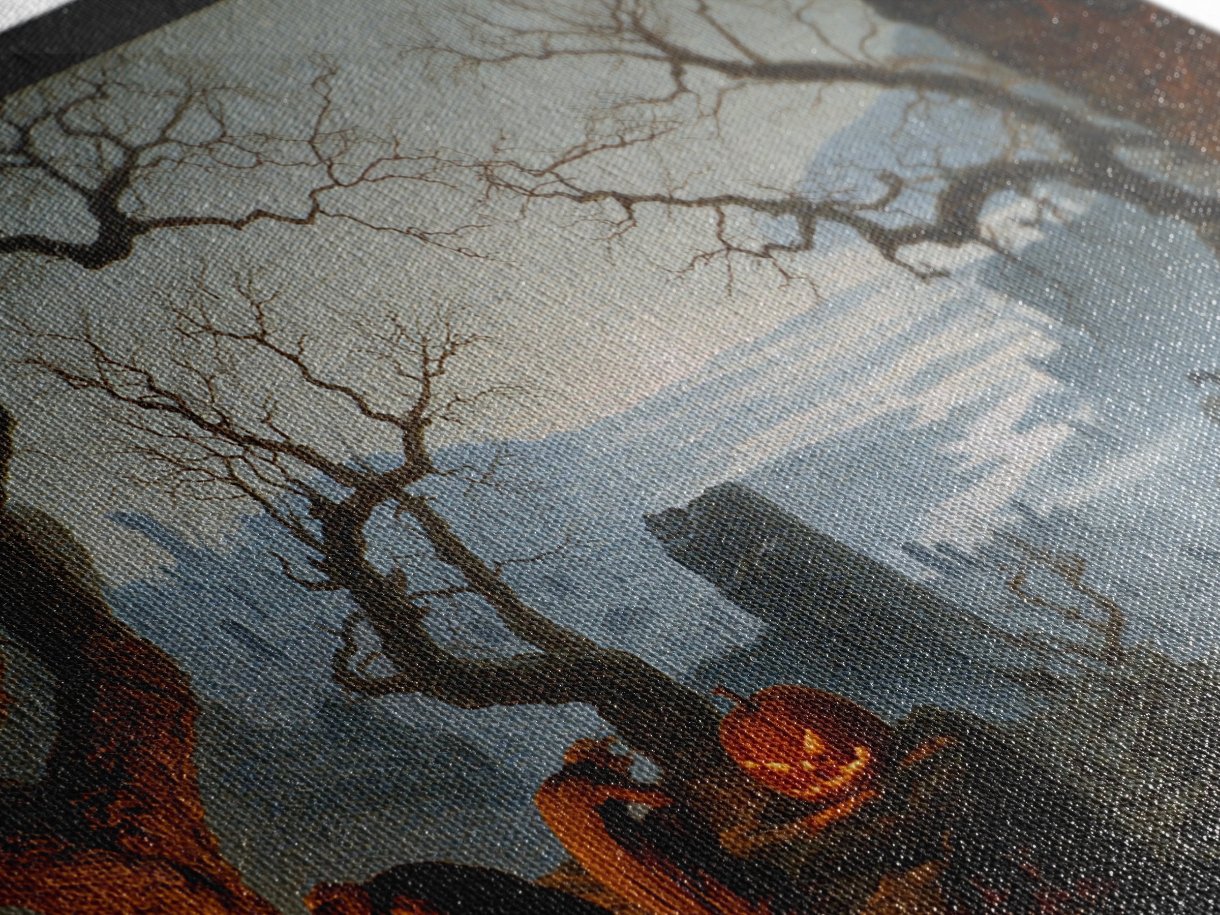 The Pumpkin-Carving Ritual, Romantic Gothic Landscape, Landscape Wall Art, Gothic Horror Wall Art, Framed Canvas Print
