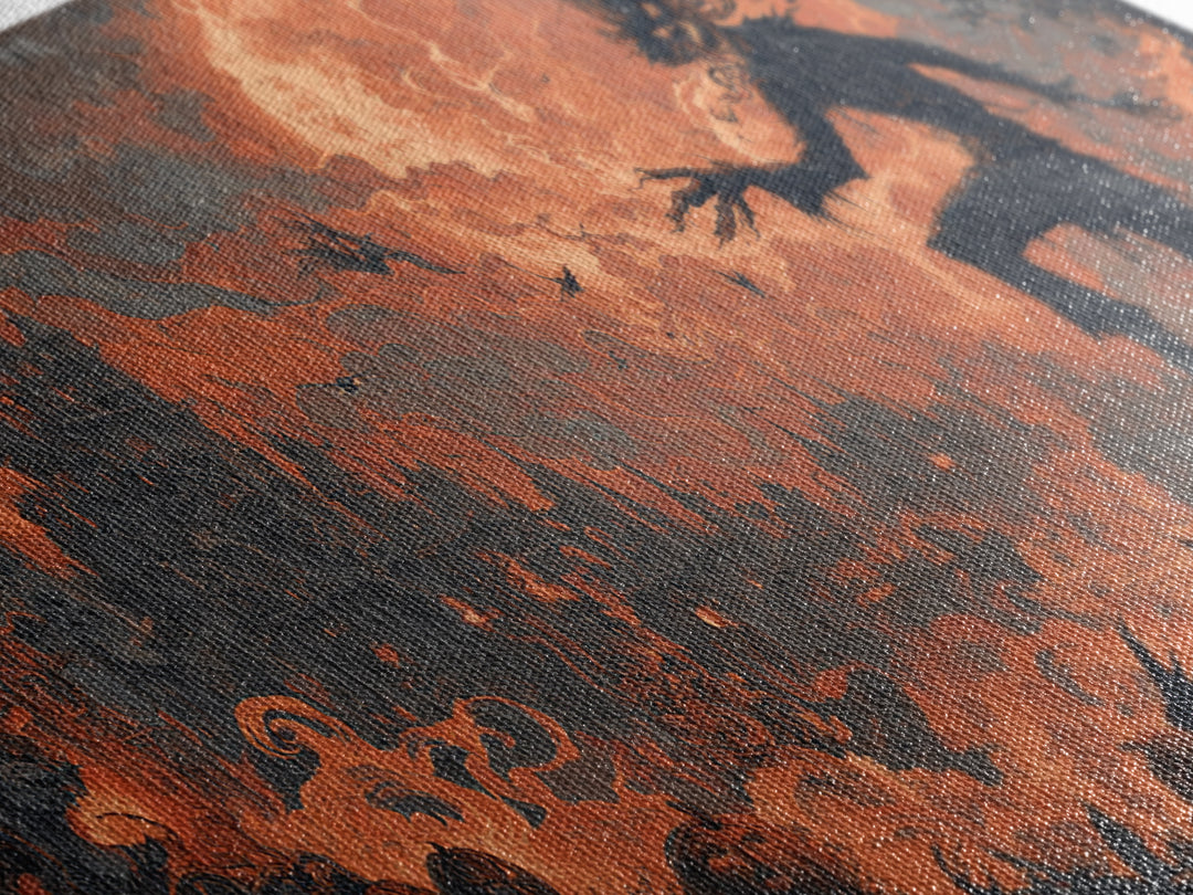 The Pumpkin-Carving Ritual, Apocalyptic Romantic Art, Wide Panoramic Art, Dark Halloween Decor, Canvas Print, Halloween Wall Art