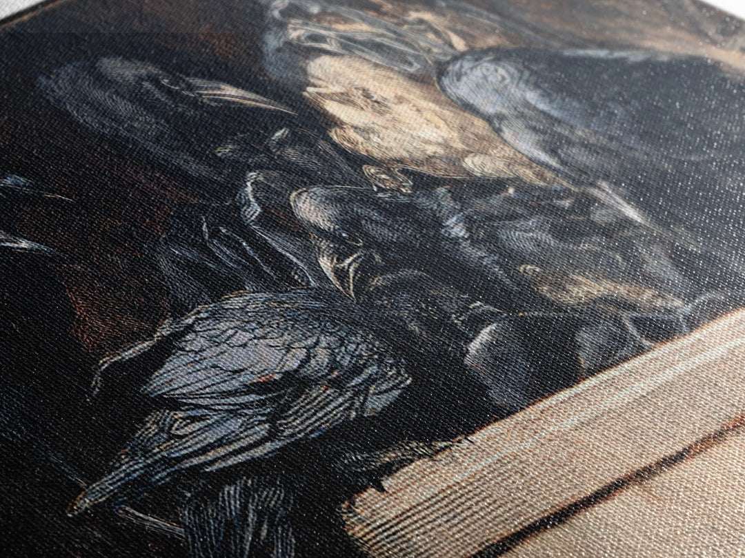 The Raven Funeral, Gothic Nightmare Art, Extra Wide Wall Art, Gothic Horror Wall Art, Canvas Print, Halloween Wall Art