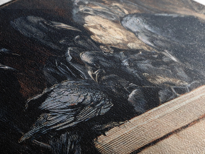 The Raven Funeral, Gothic Nightmare Art, Extra Wide Wall Art, Gothic Horror Wall Art, Canvas Print, Halloween Wall Art