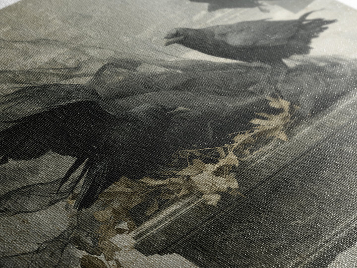 The Raven Funeral, Romantic Gothic Landscape, Landscape Wall Art, Dark Halloween Decor, Canvas Print, Halloween Wall Art