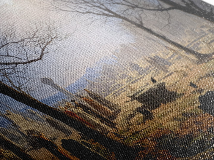The Graveyard Dance, Romantic Gothic Landscape, Wide Panoramic Art, Dark Fantasy Wall Art, Canvas Print, Halloween Wall Art