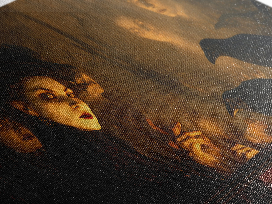 The Haunted Hayride, Dark Symbolist Art, Wide Panoramic Art, Dark Fantasy Wall Art, Canvas Print, Halloween Wall Art