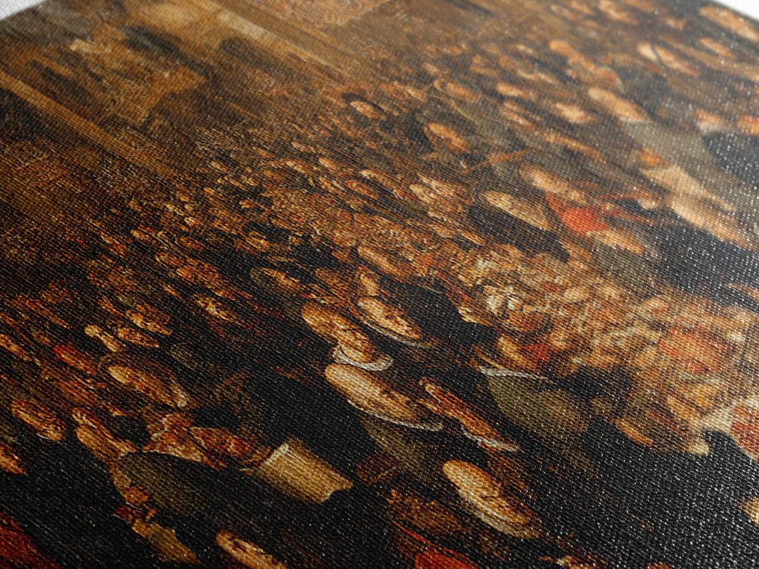 The Vampire Banquet, Northern Renaissance Horror, Wide Panoramic Art, Dark Halloween Decor, Canvas Print, Halloween Wall Art