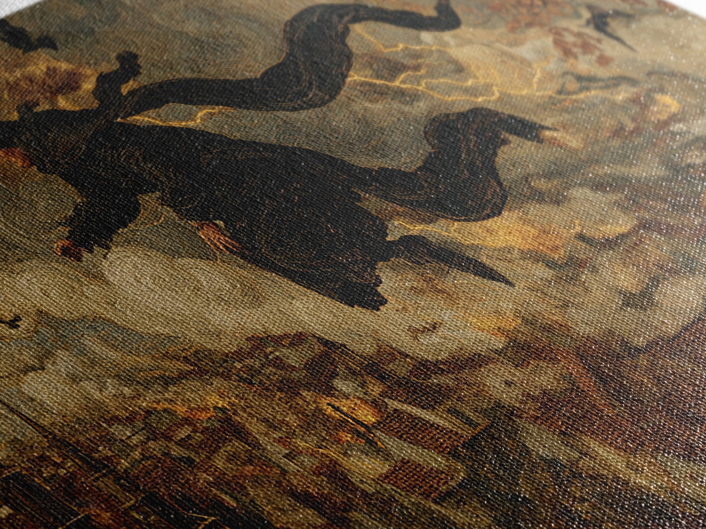 The Halloween Storm, Medieval Grotesque Art, Wide Panoramic Art, Gothic Horror Wall Art, Canvas Print, Halloween Wall Art