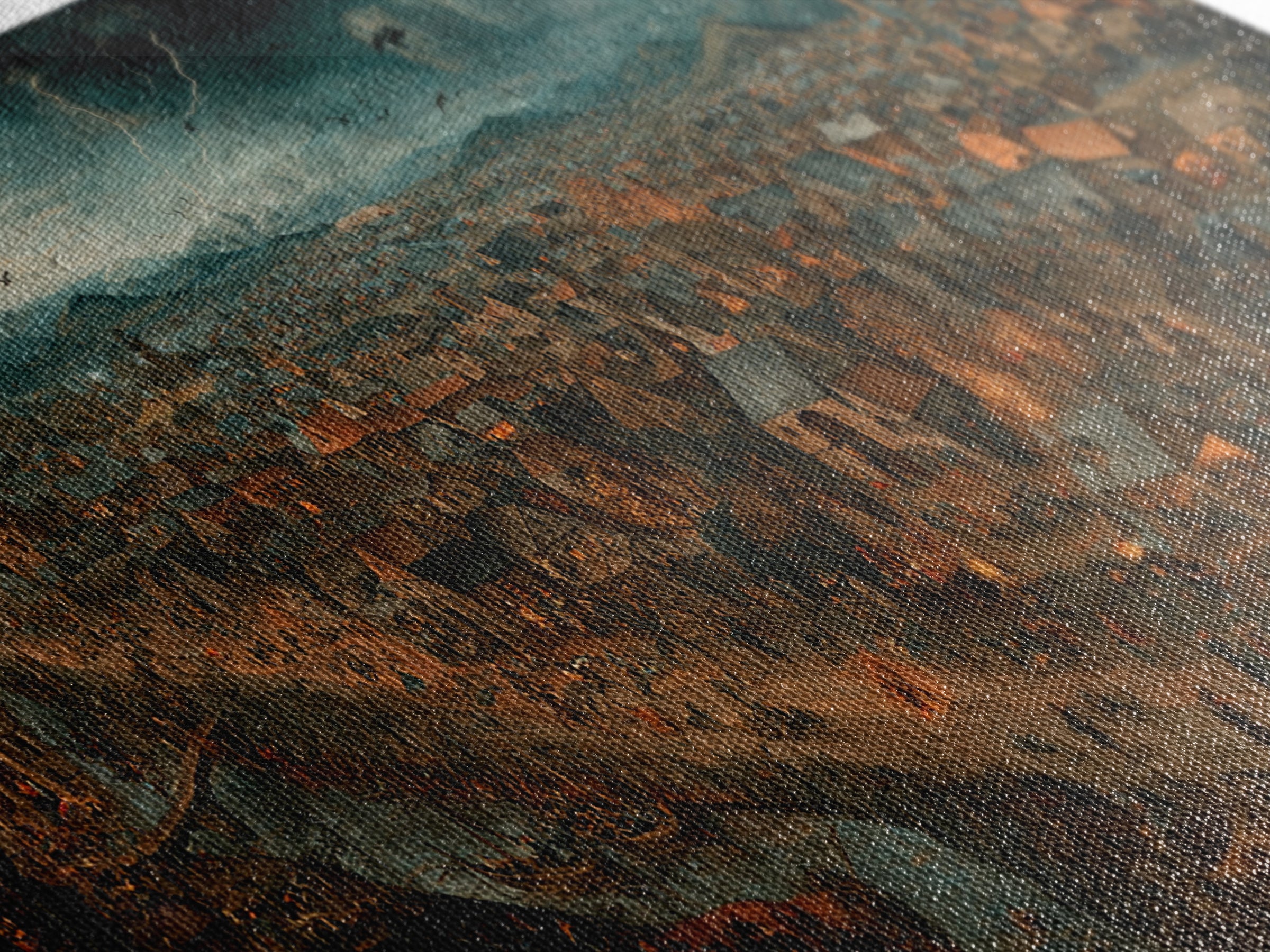The Halloween Storm, Northern Renaissance Horror, Wide Panoramic Art, Dark Fantasy Wall Art, Canvas Print, Halloween Wall Art