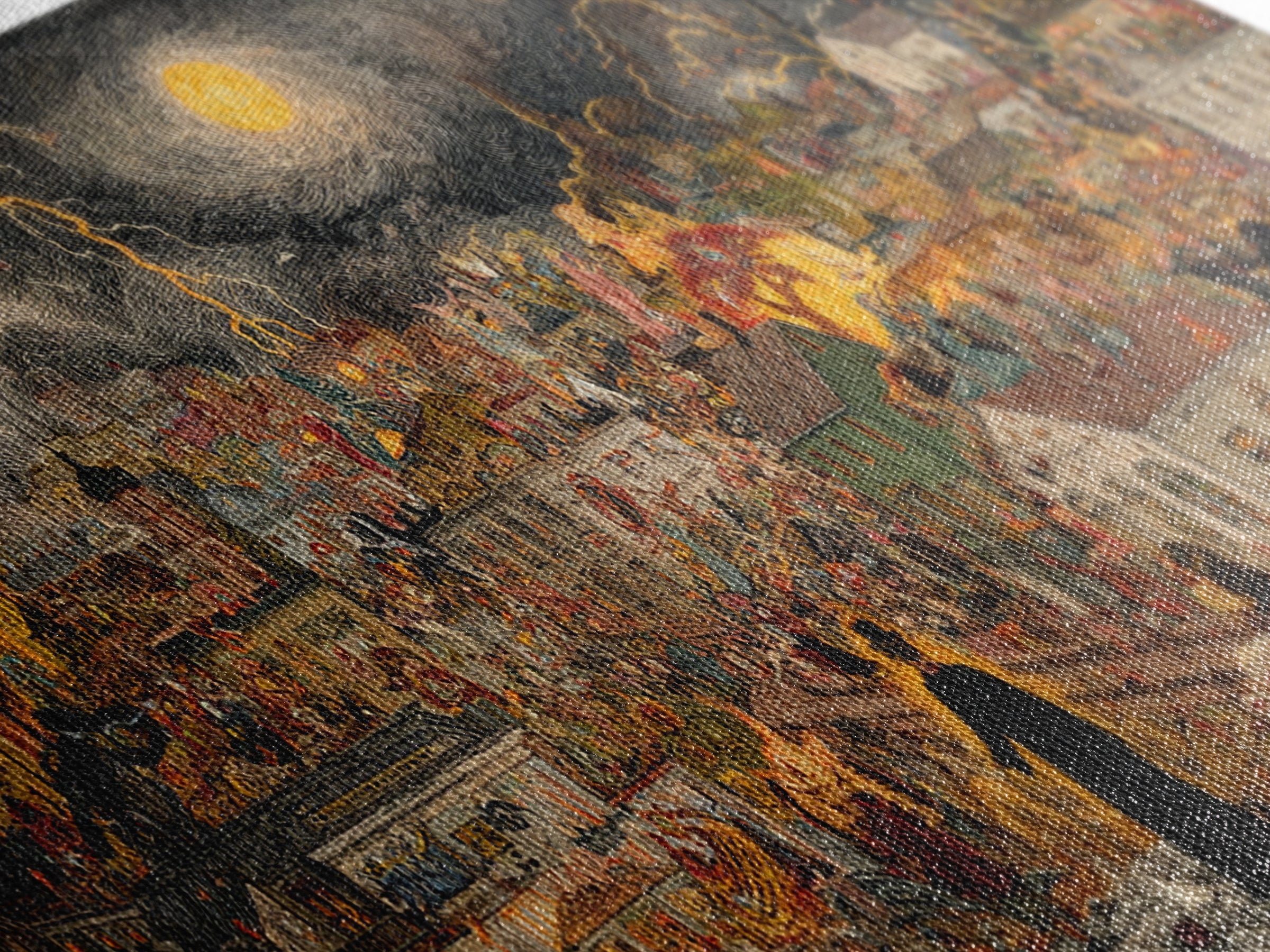 The Halloween Storm, Grotesque Carnival Art, Wide Panoramic Art, Macabre Wall Art, Canvas Print, Halloween Wall Art, Gothic Home Decor