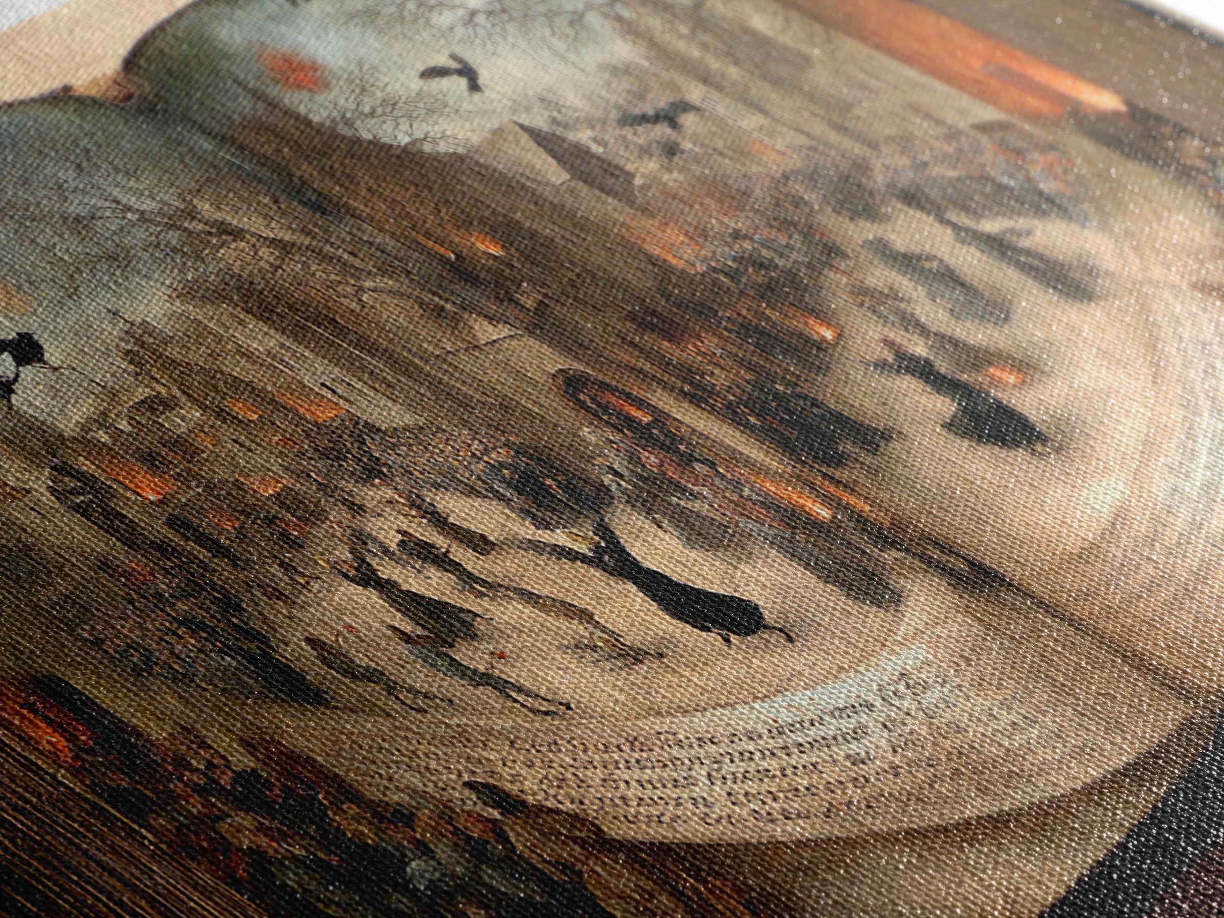 The Living Spellbook, Northern Renaissance Horror, Wide Panoramic Art, Macabre Wall Art, Canvas Print, Halloween Wall Art