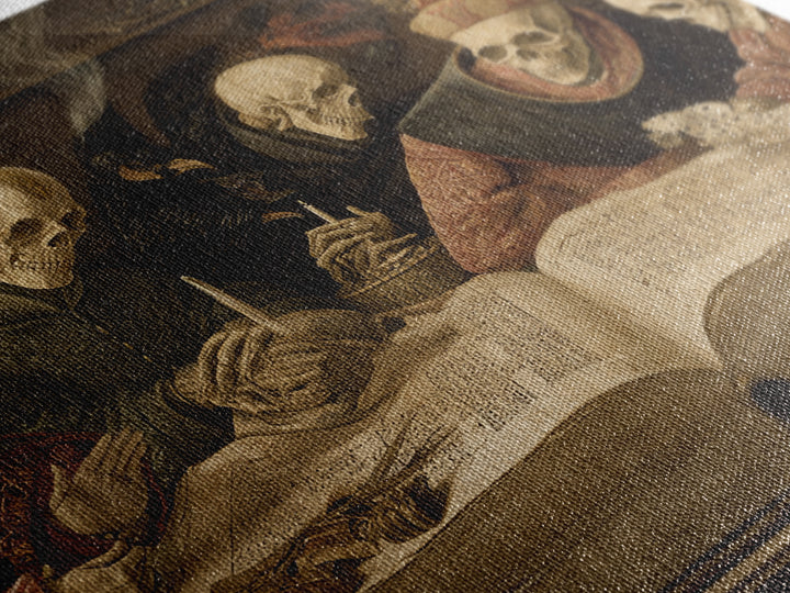 The Living Spellbook, Danse Macabre Art, Square Wall Art, Gothic Horror Wall Art, Framed Canvas Print, Halloween Decor