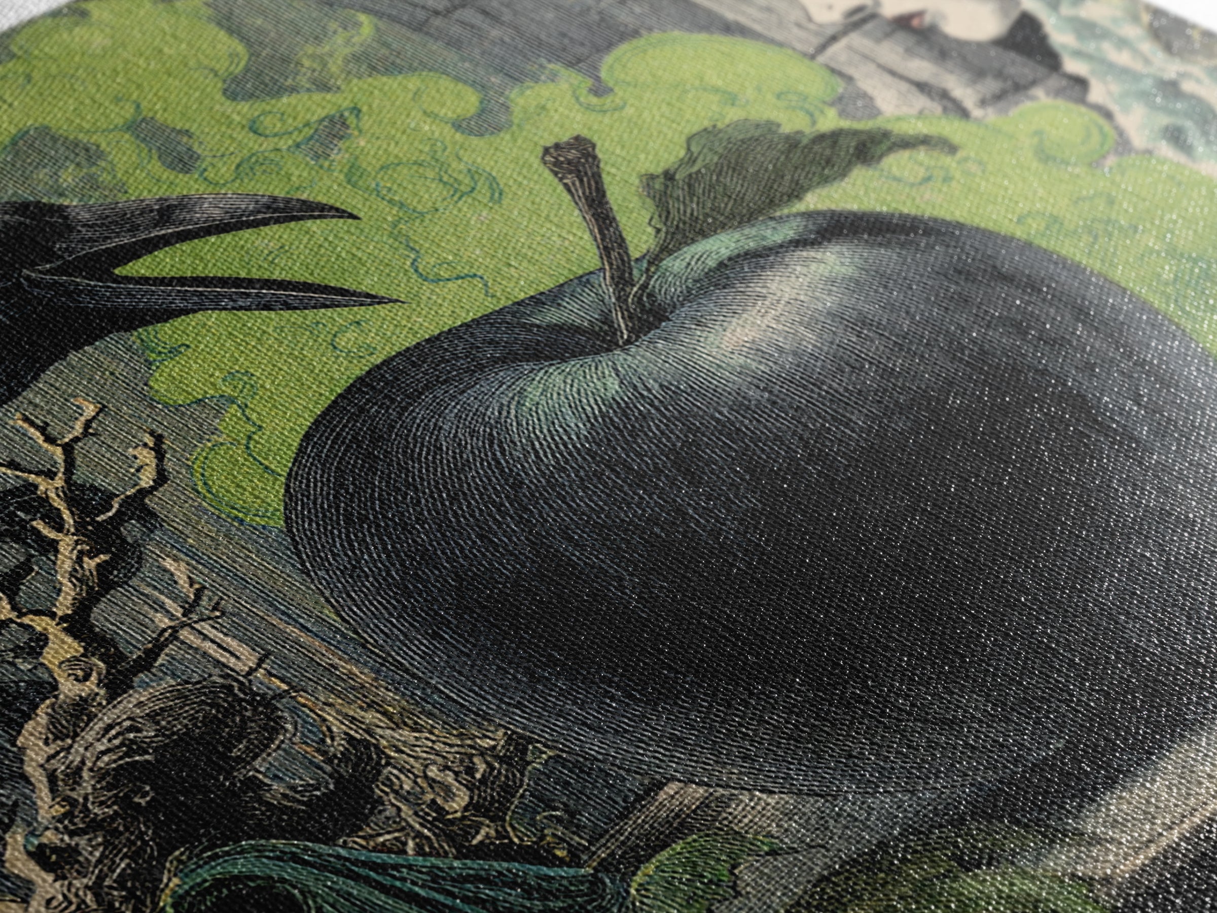 The Poisoned Apple, Symbolist Etching Art, Square Wall Art, Dark Fantasy Wall Art, Canvas Print, Halloween Wall Art, Gothic Home Decor