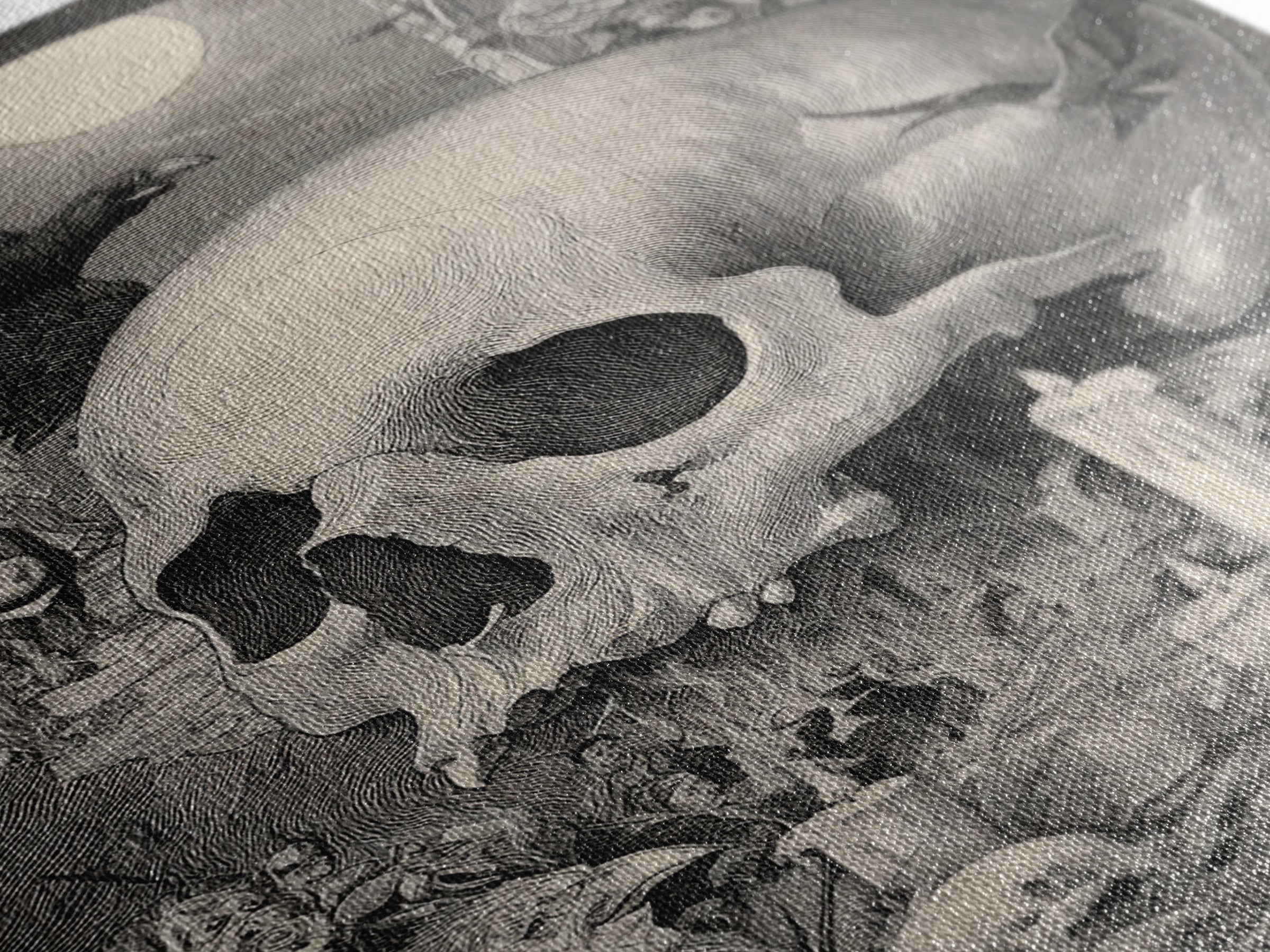 The Talking Skull, Renaissance Engraving Art, Vertical Wall Art, Dark Fantasy Wall Art, Canvas Print, Halloween Wall Art