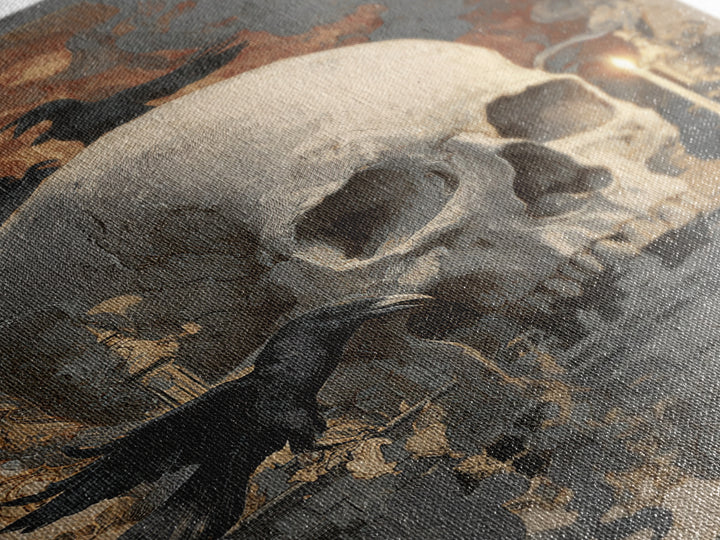 The Talking Skull, Decadent Gothic Art, Vertical Wall Art, Macabre Wall Art, Canvas Print, Halloween Wall Art, Seasonal Home Decor