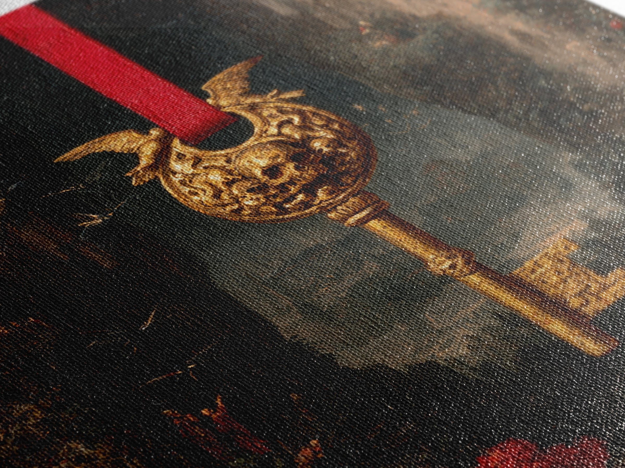 The Coffin Key, Ornate Symbolist Art, Square Wall Art, Gothic Horror Wall Art, Canvas Print, Halloween Wall Art, Seasonal Home Decor