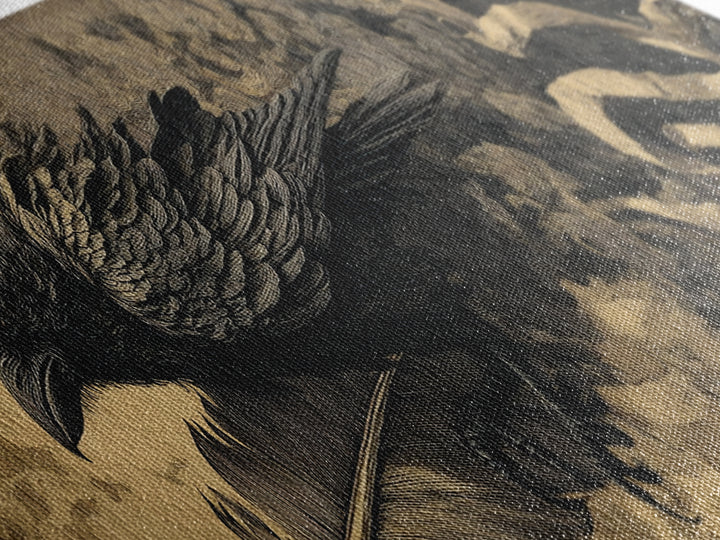 The Raven-Feather Quill, Apocalyptic Romantic Art, Extra Wide Wall Art, Dark Halloween Decor, Framed Canvas Print, Halloween Wall Art