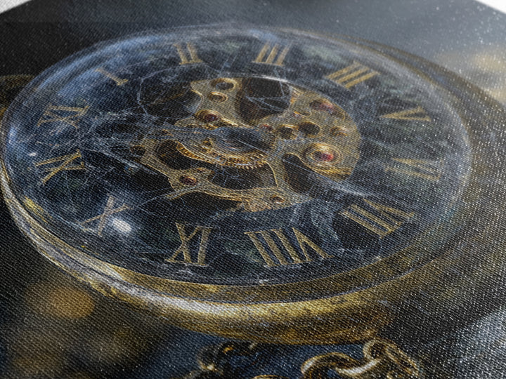 The Cursed Pocket Watch, Romantic Gothic Landscape, Landscape Wall Art, Dark Fantasy Wall Art, Canvas Print, Halloween Wall Art