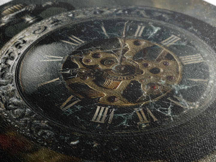 The Cursed Pocket Watch, Dark Symbolist Art, Square Wall Art, Dark Fantasy Wall Art, Framed Canvas Print, Halloween Wall Art