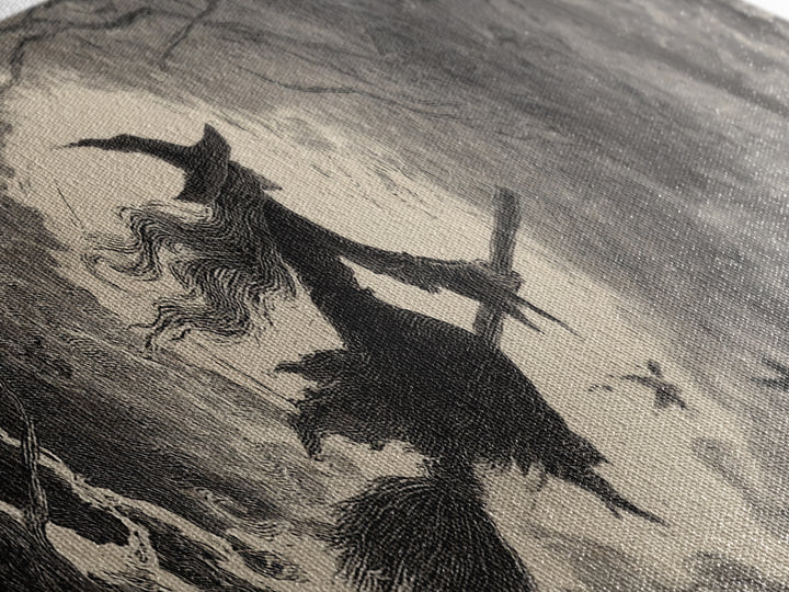 The Witch'S Broom, Expressionist Nightmare Art, Extra Wide Wall Art, Macabre Wall Art, Canvas Print, Halloween Wall Art, Spooky Wall Decor