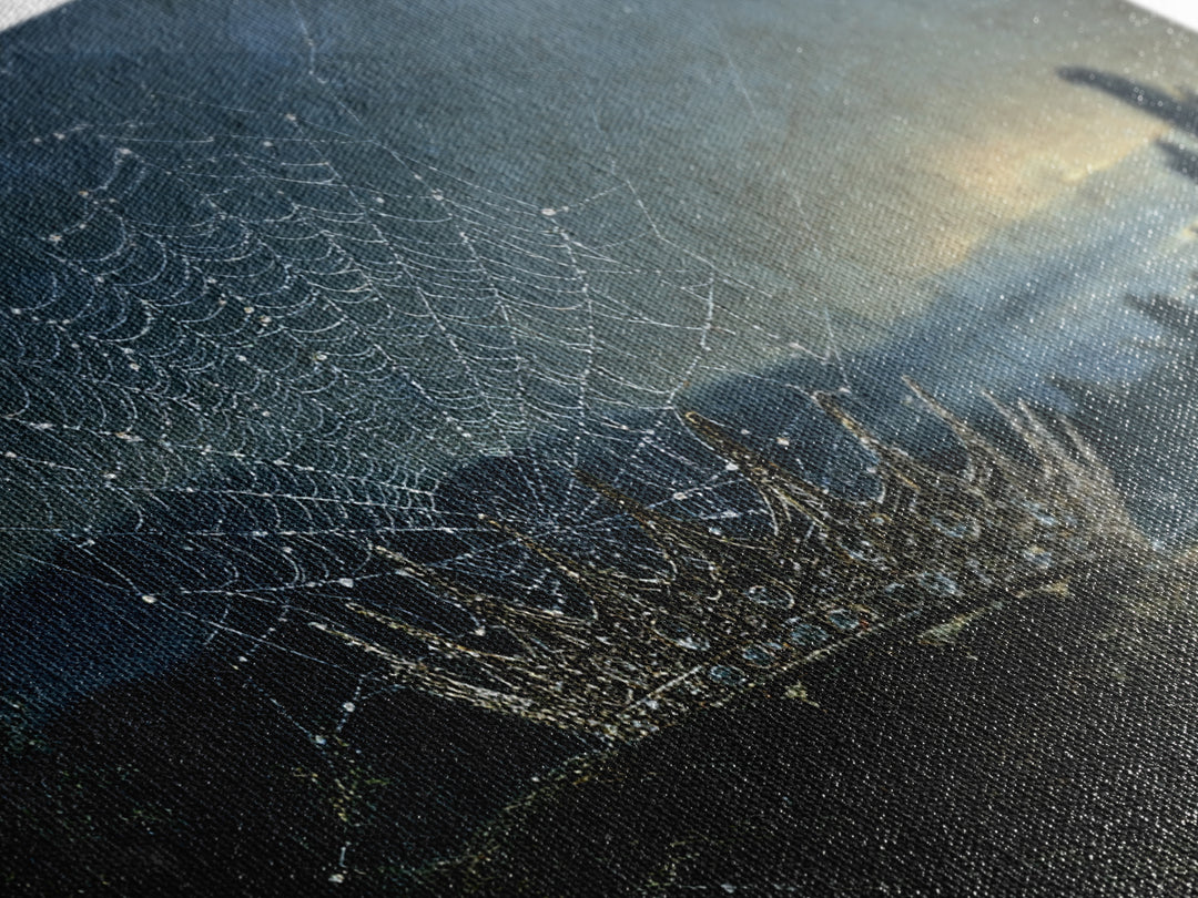 The Spiderweb Crown, Romantic Gothic Landscape, Landscape Wall Art, Macabre Wall Art, Canvas Print, Halloween Wall Art