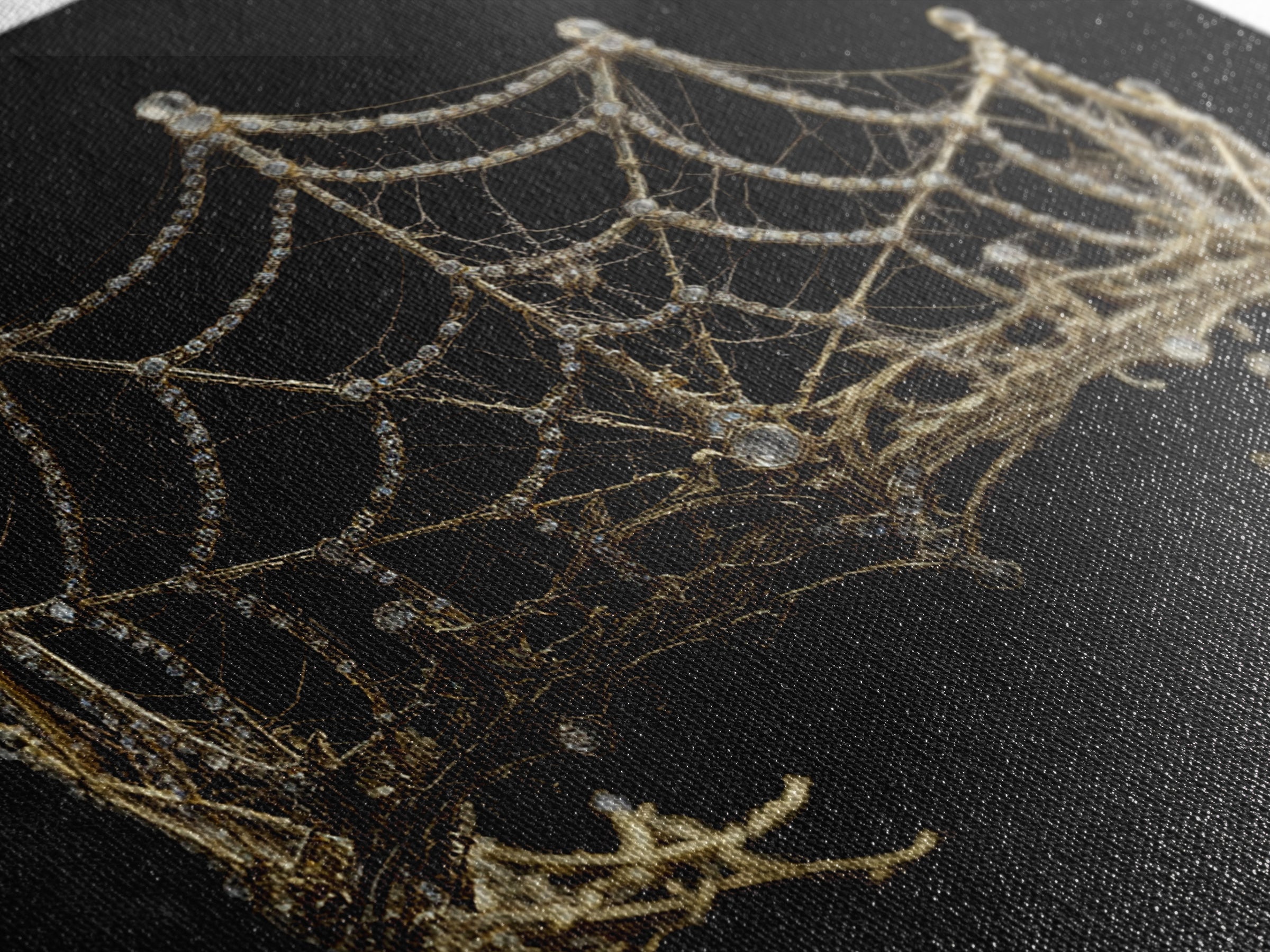The Spiderweb Crown, Ornate Symbolist Art, Square Wall Art, Dark Fantasy Wall Art, Canvas Print, Halloween Wall Art, Horror Wall Art