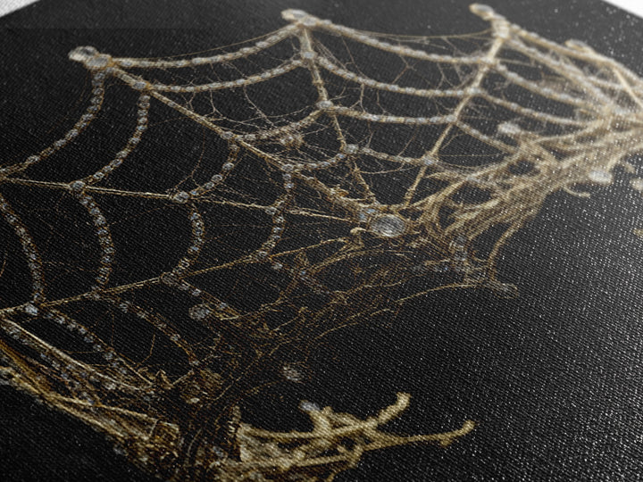 The Spiderweb Crown, Ornate Symbolist Art, Square Wall Art, Dark Fantasy Wall Art, Canvas Print, Halloween Wall Art, Horror Wall Art