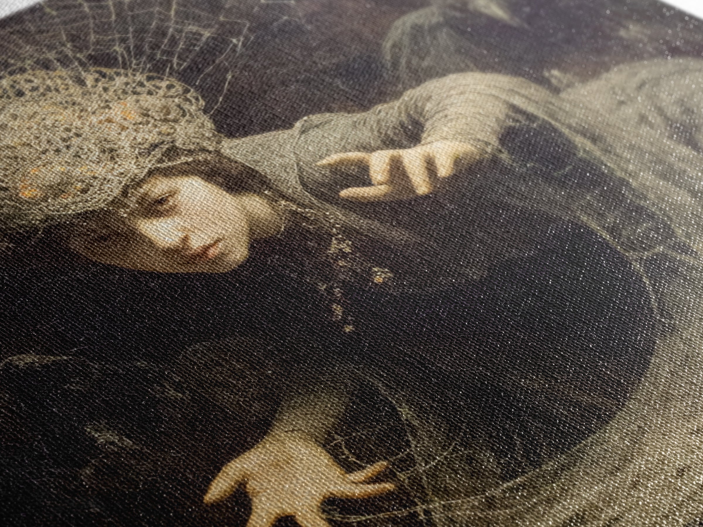 The Spiderweb Crown, Symbolist Etching Art, Square Wall Art, Dark Fantasy Wall Art, Canvas Print, Halloween Wall Art