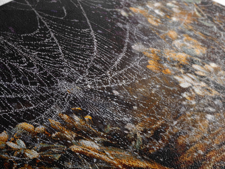 The Spiderweb Crown, Grotesque Carnival Art, Wide Panoramic Art, Dark Halloween Decor, Framed Canvas Print, Halloween Wall Art