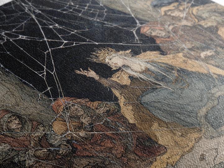 The Spiderweb Crown, Gothic Storybook Art, Square Wall Art, Macabre Wall Art, Canvas Print, Halloween Wall Art, Halloween Decor