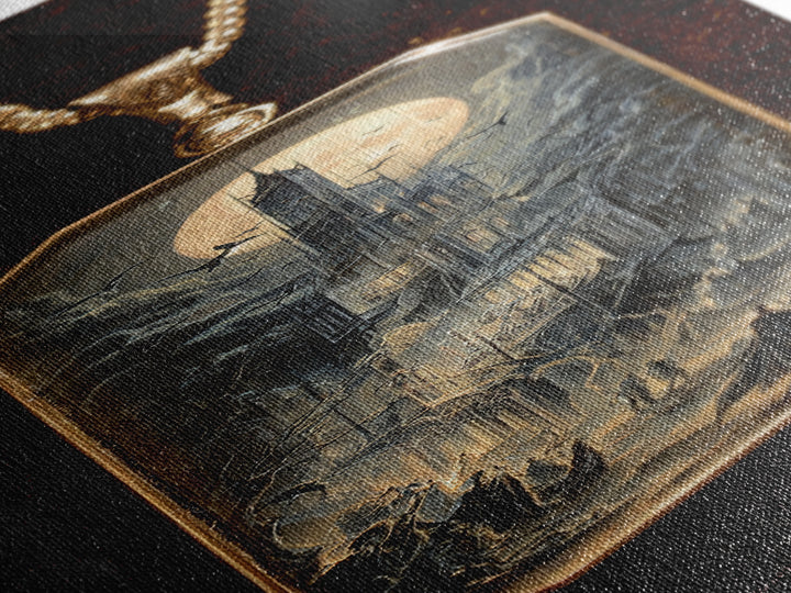 The Moonstone Amulet, Gothic Engraving Art, Tall Narrow Wall Art, Gothic Horror Wall Art, Canvas Print, Halloween Wall Art
