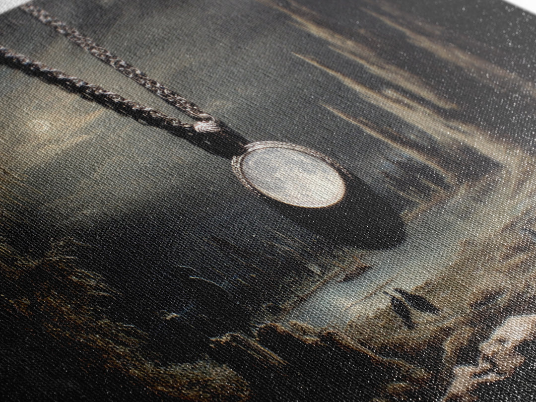 The Moonstone Amulet, Symbolist Gothic Landscape, Landscape Wall Art, Dark Fantasy Wall Art, Canvas Print, Halloween Wall Art