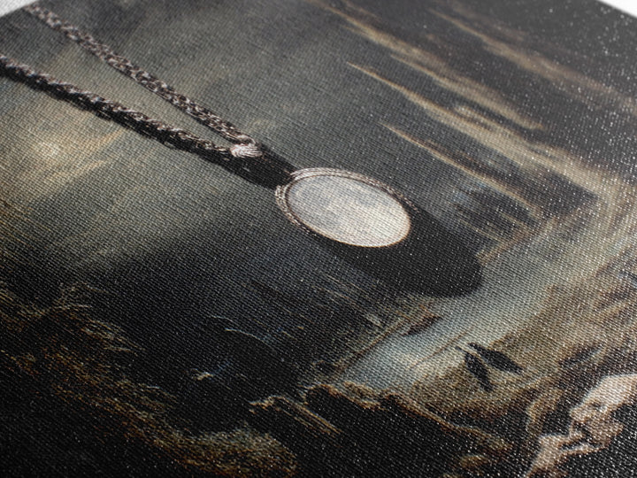 The Moonstone Amulet, Symbolist Gothic Landscape, Landscape Wall Art, Dark Fantasy Wall Art, Canvas Print, Halloween Wall Art